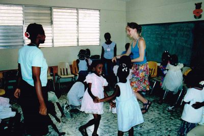 Abby dancing with the kids in class.