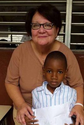 Cindy with a preschool boy.