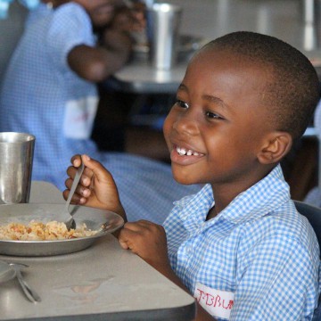 Preschool Boy Eating Lunch